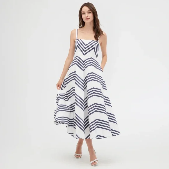 House on the Hill ボディースーツ (Navy Stripe) HILL HOUSE BLUE AND WHITE STRIPE ELLIE DRESS | Design Darling